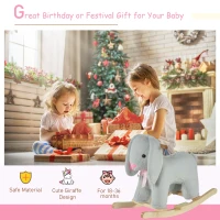 Qaba Kids Ride-On Rocking Horse Toy Rabbit Style Rocker Soft Plush Fabric for Children 36 Months(m-4)