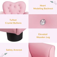 Qaba Kids Sofa Toddler Tufted Upholstered Sofa Chair Princess Couch Furniture with Diamond Decoration for Preschool Child, Pink(m-5)