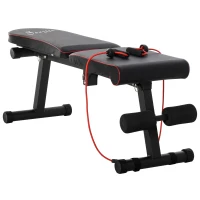 Soozier Foldable Multifunctional Sit Up Dumbbell Bench Adjustable Exercise with Resistant Rope for Home, Office and Gym, Black(m-13)