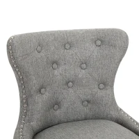 HOMCOM Upholstered Fabric Bar Height Bar Stools Set of 2, 180° Swivel Nailhead-Trim Pub Chairs, 30" Seat Height with Rubber Wood Legs, Grey(m-12)