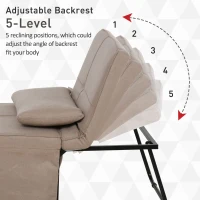 HOMCOM 4-in-1 Multi Function Folding Single Sofa Bed with Retractable Footrest, Convertible Sleeper with Adjustable Backrest For Living Room and Small Spaces, Light Coffee(m-6)