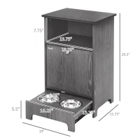 PawHut Pet Feeder Station Dog and Cat Food Storage Feeding Station Food Cabinet Pet Storage Organizer Grey(m-3)