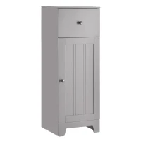 kleankin Short Bathroom Storage Cabinet, Cabinet Organizer with 1 Drawer and Adjustable Shelf for Living Room, Grey(m-11)