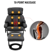 HOMCOM Massage Recliner Chair with Ottoman, 360° Swivel Recliner and Footstool, PU Leather Reclining Chair with Side Pocket and Remote Control, Black(m-4)