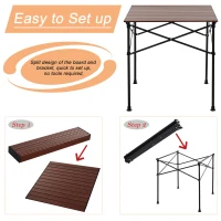 Outsunny Portable Roll-up Aluminum Folding Picnic Table Outdoor Lightweight BBQ Party, with Carrying Bag(m-7)