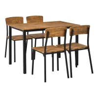 HOMCOM 5 Piece Modern Industrial Dining Table and Chairs Set for Small Space, kitchen, Dining room, Dark Walnut(m-9)