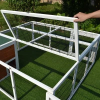 PawHut 64" Outdoor Rabbit Hutch Playpen, Wooden Tortoise House Habitat, Bunny Cage with Run and Enclosed Cover, for Rabbits, Chickens, Ducks, Indoor, Brown(m-10)