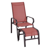 Outsunny 5pc Garden Sling Patio Bistro Set Outdoor Adjustable Lounger Table Footrest Set Brown(m-4)