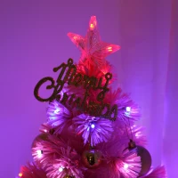 HOMCOM 4ft Fir Artificial Christmas Tree with Realistic Branches, 130 Multi-Color Fiber Optic LED Lights and 130 Tips, Pink(m-11)