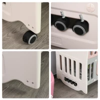 Qaba Baby Crib 3 In 1 Design Toddler Cot Cradle Beside Sleeping Cot with Storage Function Detachable Lockable Wheels for Infant Newborn Age 0 to 6 Months,Pink(m-9)