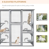 PawHut Large Catio Enclosure with Weather Protection, 6 Cat Platforms 71" x 38.5" x 71"(m-7)