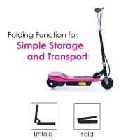 Qaba Adjustable Folding E-Scooter with LED Light Battery Powered Motorized Bike Electric Scooter 24V 4.5AH for Teens Pink(m-5)