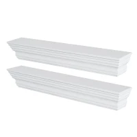 HOMCOM Floating Wall Shelf Ledge Wall Mounted Display Storage Rack Set of 2 White(m-9)