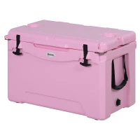Outsunny 50 Quart Heavy Duty Ice Cooler Outdoor Insulated Cooling Box Easy Portable Cooling Bin Pink(m-2)