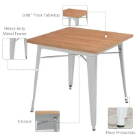 HOMCOM 3 Piece Industrial Style Dining Table Set, Small Kitchen Table and Chairs for 2,Steel Frame and Wooden Top,White(m-6)