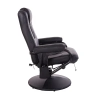 HOMCOM Massaging Faux Leather Recliner Chair and Ottoman Set, Swivel Vibration Massage Lounge Chair with Remote Control for Living Room, Bedroom, or Office, Black(m-12)