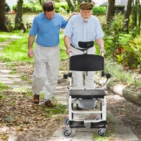 HOMCOM Personal Mobility Assist Bedside Commode Toilet Chair with 30° Reclining Backrest & Four Rolling Wheels(m-2)