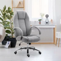 Vinsetto Office Chair Ergonomic Design Linen Surface Foam Padded w/ Adjustable Height & Armrest Gray(m-2)