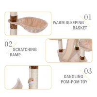 PawHut 57" Cat Tree Tower Furniture Kitty Pet Play Scratching Post W/ Condo, Beige(m-4)