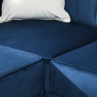 HOMCOM Upholstered L-Shaped Sofa Bed, Reversible Sectional Recliner Sofa Set, Velvet-Touch Sleeper Futon with Footstool, Blue(m-13)