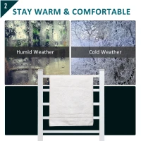 HOMCOM 6-Bar Aluminum Freestanding Towel Warmer Electric Heated Shelf Home Bathroom Towel Drying Rack Stainless Steel(m-5)