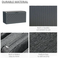 Outsunny Patio PP Resin Rattan Storage Box Outdoor Garden Furniture 2 People Sit with Handles & Cushion 47.25"L x 21.5"W x 24.5"H Brown(m-4)