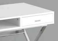 Monarch 48" Contemporary X Braced Writing Computer Desk with Drawers - Glossy White / Chrome Metal(m-3)