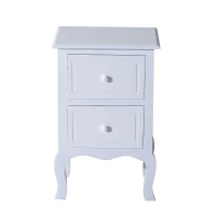 HOMCOM Night Stand Bedside End Table Wooden Bed Side With 2 Drawer White(m-4)