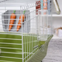 PawHut 47" Small Animal Cage Chinchilla Guinea Pig Hutch Pet House with Platform Ramp, Food Dish, Wheels, & Water Bottle(m-11)
