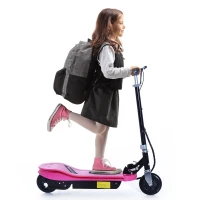 Qaba Adjustable Folding E-Scooter with LED Light Battery Powered Motorized Bike Electric Scooter 24V 4.5AH for Teens Pink(m-1)