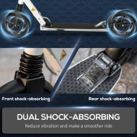 Soozier one-click Folding Kick Scooter for 14+ w/ Adjustable Handlebar, Push Scooter with Kickstand, Dual Brake System, Shock Absorber, 7.75'' Wheels & ABEC-7 Bearings, White(m-6)