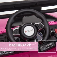 Aosom Kids Ride-On Car 12V RC 2-Seater Police Truck Electric Car For Kids with Full LED Lights, MP3, Parental Remote Control ,Pink(m-9)