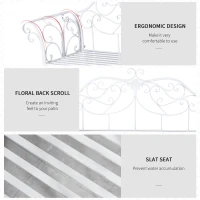 Outsunny Two-Seat Iron Garden Bench Outdoor Metal Patio Loveseat Garden Seat Chair, White(m-5)