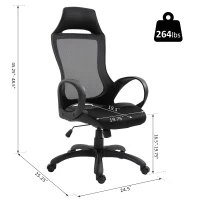 Vinsetto Executive Racing Chair Rocking Chair Adjustable Padded Seat with Wheels Black(m-3)