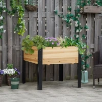 Outsunny Raised Garden Bed, Elevated Planter Box, 32"x32"x29" with Legs, Metal Frame, Wooden Planter Pot for Backyard, Patio to Grow Vegetables, Herbs, and Flowers, Natural(m-1)