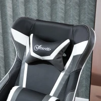 Vinsetto High Back Gaming Chair, Racing Style Ergonomic Computer Desk Chair with Adjustable Height, Retractable Footrest, Headrest and Lumbar Support, Grey(m-10)