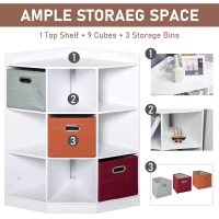 HOMCOM Corner Shelf Storage Cabinet Toy Box(m-4)