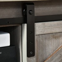 HOMCOM Farmhouse Style Console Table with Sliding Barn Doors and 4 Open Storage Compartments and Elevated Base, Grey(m-8)