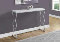 Monarch 42" Contemporary Chrome Metal Circle-X Frame Accent Hall Sofa Console Table - Glossy White Finish(m-2)