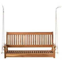 Outsunny 50'' Wooden Swing Bench Garden w/ Supportive Ropes for 2 Person Without Frame(m-8)