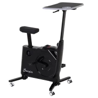 Soozier Desk Exercise Bike Home Office Indoor Recumbent Cycling Rolling with Table Top  LCD Monitor(m-2)