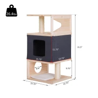 PawHut Multi-Level Cat Tree w/ Sisal-Covered Scratching Post Large Perch(m-3)