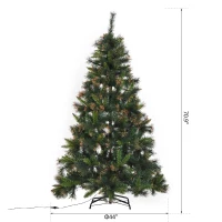 HOMCOM 6ft Decorated Pre-Lit Christmas Tree 200 Clear Lights w/ Stand(m-3)
