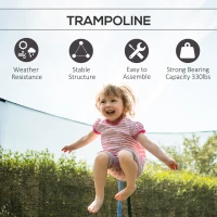 Soozier 12ft Trampoline with Safety Enclosure Outdoor Recreational Trampolines for Adults and Teens, Blue and Black(m-5)