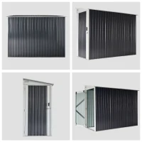 Outsunny 4' x 8' Steel Garden Storage Shed Lean to Shed Outdoor Metal Tool House with Lockable Door and 2 Air Vents for Backyard, Patio, Lawn(m-6)