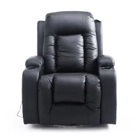 Open Box HOMCOM Luxury Faux Leather Heated Vibrating Massage Recliner Chair with Remote - Black(m-1)