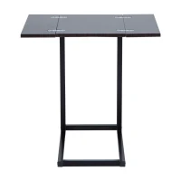 HOMCOM 24" Sofa Side End Table, C Shaped Coffee Tray Couch Table with Steel Frame, Portable Laptop Snack Table for Living Room, Dark Walnut(m-12)