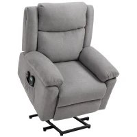HOMCOM Electric Power Lift Recliner Massage Sofa Linen Surface w/ 8 Vibration Points 2 Remote, Living Room Office Furniture - Grey(m-1)