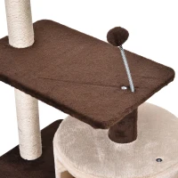 PawHut 81cm/32" Multi-level Cat Tree Scratcher Kitty Activity Center,Condo, Perch, Jumping Platforms,Toys Brown and Beige(m-12)