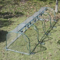 Outsunny 156" x 39" x 32" Transparent PVC Mini Tunnel Greenhouse Garden Green Grow Shed Portable Plant Flower Warm House Steel Frame Zipped Doors(m-5)